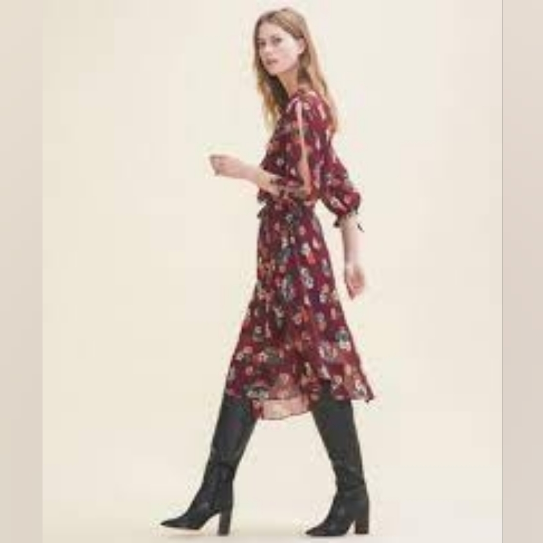 Nwt Maje | $470 Floral Midi Dress (No Slip) M/L